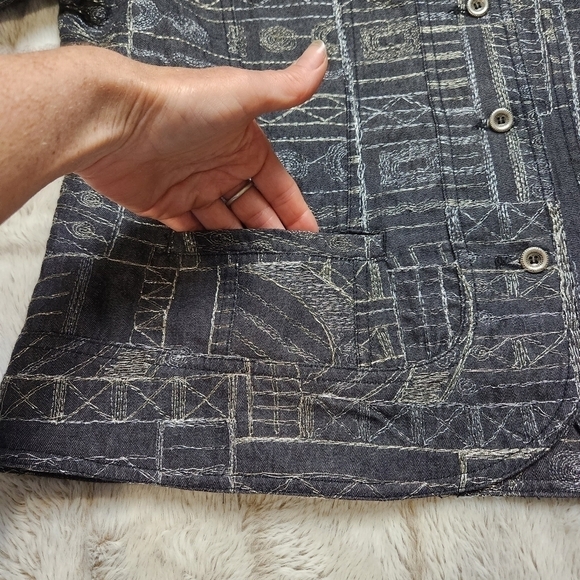 Jacket Filigree embroidered Black metallic gold and silver Size XL CHICO'S - Picture 9 of 15